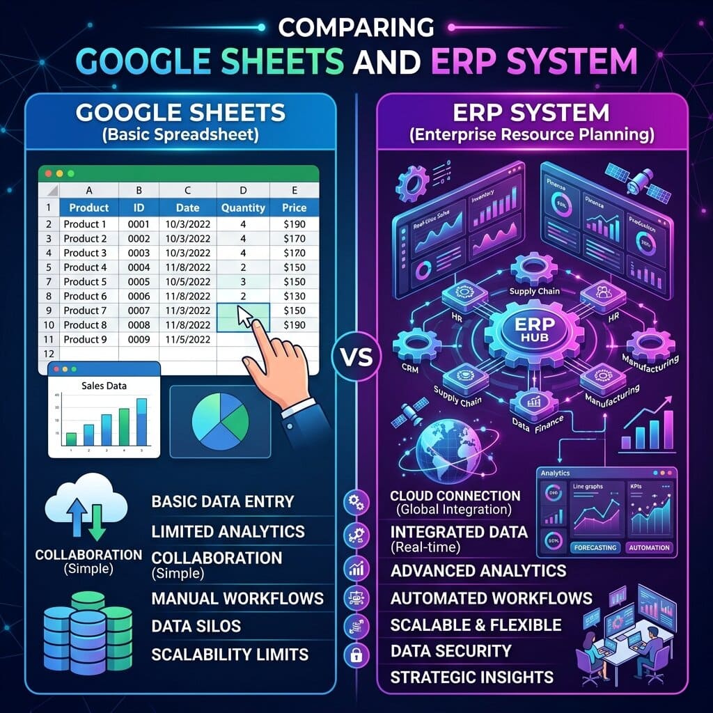 Google Sheets vs. ERP Software: When to Upgrade Your Business Systems